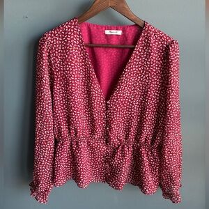 Madewell Red Floral Blouse